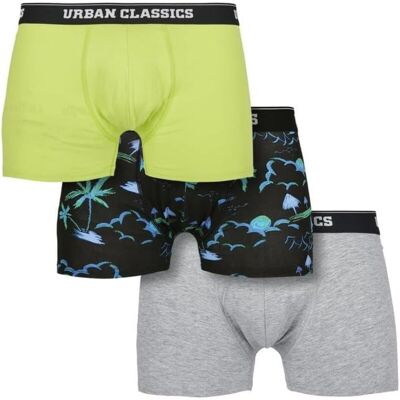 Urban Classics boxershorts 3-pack ondergoed - broekjes eiland allover print+limoengroen+grijs M Urban Classics boxershorts 3-pack ondergoed - broekjes eiland allover print+limoengroen+grijs M