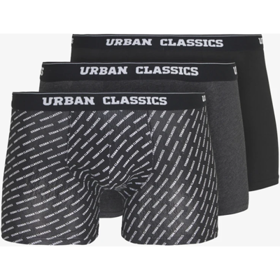 Urban Classics boxershortjes 3-pack onderbroeken - AOP/zwart/anthraciet - M Urban Classics boxershortjes 3-pack onderbroeken - AOP/zwart/anthraciet - M
