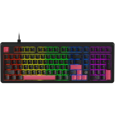 AJAZZ AK980 98% bedraad mechanisch toetsenbord, US QWERTY-indeling, gasket-mount, regenboogachtergrondverlichting - hot-swap ondersteuning - rode switch - zwart en roze AJAZZ AK980 98% bedraad mechanisch toetsenbord, US QWERTY-indeling, gasket-mount, regenboogachtergrondverlichting - hot-swap ondersteuning - rode switch - zwart en roze
