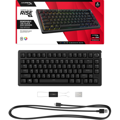 HyperX Alloy Rise 75 - Mechanisch gamingtoetsenbord - US QWERTY-indeling - Zwart HyperX Alloy Rise 75 - Mechanisch gamingtoetsenbord - US QWERTY-indeling - Zwart