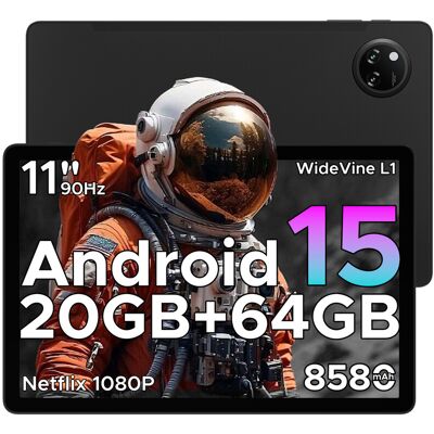 DOOGEE TAB A9+ tablet, 2025 Android 15, 11 inch met Gemini AI, 8580 mAh & T7200 octa-core, 20 GB + 64 GB / 2 TB LPDDR4X, 13 MP + 5 MP, Widevine L1, Face ID, BT 5.0, 5G wifi, GPS, FM, OTG, zwart DOOGEE TAB A9+ tablet, 2025 Android 15, 11 inch met Gemini AI, 8580 mAh & T7200 octa-core, 20 GB + 64 GB / 2 TB LPDDR4X, 13 MP + 5 MP, Widevine L1, Face ID, BT 5.0, 5G wifi, GPS, FM, OTG, zwart