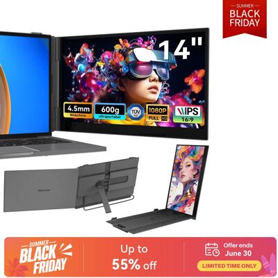 Blackview SCM6 14" FHD IPS draagbare monitor voor laptop, schermuitbreider voor 13"-17" laptops/Mac/Windows/Android/Chrome, oogzorg, standaard, plug & play Blackview SCM6 14" FHD IPS draagbare monitor voor laptop, schermuitbreider voor 13"-17" laptops/Mac/Windows/Android/Chrome, oogzorg, standaard, plug & play