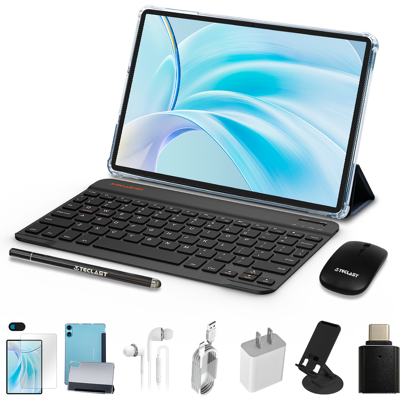 Teclast P50 Case-tablet – 11-inch scherm met 90 Hz verversingssnelheid, Android 15, 4 GB RAM + 128 GB opslag, 2.4GHz+5GHz WiFi, octa-core-processor, 7000 mAh-batterij, GPS, OTG, 3,5 mm-aansluiting. Inclusief beschermhoes, Bluetooth-toetsenbord, Bluetooth- Teclast P50 Case-tablet – 11-inch scherm met 90 Hz verversingssnelheid, Android 15, 4 GB RAM + 128 GB opslag, 2.4GHz+5GHz WiFi, octa-core-processor, 7000 mAh-batterij, GPS, OTG, 3,5 mm-aansluiting. Inclusief beschermhoes, Bluetooth-toetsenbord, Bluetooth-