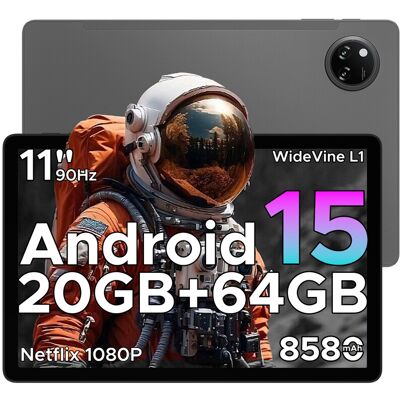 DOOGEE TAB A9+ nieuwste 2025 Android 15-tablet, 11 inch tablet met Gemini AI, 8580 mAh, T7200 Octa Core, 20 GB RAM + 64 GB opslag / 2 TB LPDDR4X, 13 MP + 5 MP camera's, Widevine L1, Face ID, Bluetooth 5.0, 5G WiFi, GPS, FM, OTG, grijs DOOGEE TAB A9+ nieuwste 2025 Android 15-tablet, 11 inch tablet met Gemini AI, 8580 mAh, T7200 Octa Core, 20 GB RAM + 64 GB opslag / 2 TB LPDDR4X, 13 MP + 5 MP camera's, Widevine L1, Face ID, Bluetooth 5.0, 5G WiFi, GPS, FM, OTG, grijs