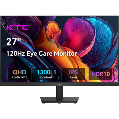 Ktc 27 inch computermonitor, QHD 2K 120 Hz monitor, IPS-paneel, H27D9 2560x1440 display, Adaptive Sync, 123 % sRGB, HDR, HDMI DP, Eye-care scherm pc-monitor voor werk kantoor gaming, VESA-montage Ktc 27 inch computermonitor, QHD 2K 120 Hz monitor, IPS-paneel, H27D9 2560x1440 display, Adaptive Sync, 123 % sRGB, HDR, HDMI DP, Eye-care scherm pc-monitor voor werk kantoor gaming, VESA-montage