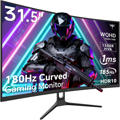 Ktc 32 inch Curved Gaming Monitor, 2K 180 Hz (OC 185 Hz) 1500R Monitor, H32S5 QHD 1440P PC Computer Monitor, 1 ms met Adaptive Sync, DisplayPort/HDMI/USB, VESA Wandmontage, Kantelbaar Ktc 32 inch Curved Gaming Monitor, 2K 180 Hz (OC 185 Hz) 1500R Monitor, H32S5 QHD 1440P PC Computer Monitor, 1 ms met Adaptive Sync, DisplayPort/HDMI/USB, VESA Wandmontage, Kantelbaar