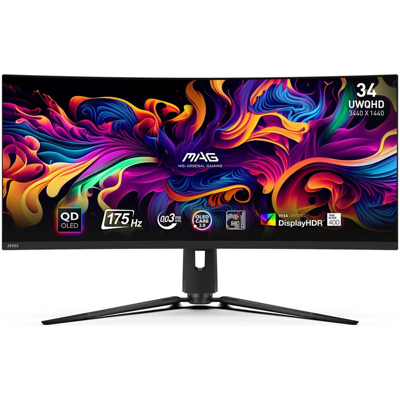 MSI MAG 341CQP QD-OLED-monitor 86,4 cm (34") 3440 x 1440 pixels ultrabreed Quad HD zwart MSI MAG 341CQP QD-OLED-monitor 86,4 cm (34") 3440 x 1440 pixels ultrabreed Quad HD zwart