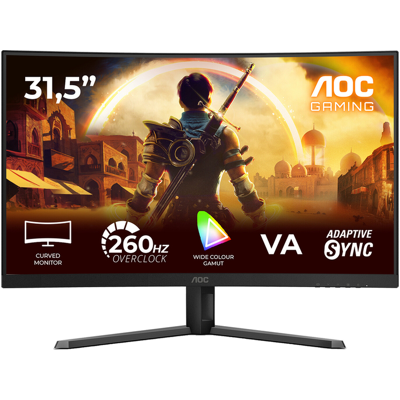 AOC Gaming C32G42ZE 32 inch Curved Gaming Monitor – 31,5" FHD (1920 x 1080), 260 Hz Overgeklokt/240 Hz, 0,3 ms MPRT, VA Paneel, 1500R, Adaptive-Sync, HDR10, DisplayPort & HDMI, Zwart/Rood AOC Gaming C32G42ZE 32 inch Curved Gaming Monitor – 31,5" FHD (1920 x 1080), 260 Hz Overgeklokt/240 Hz, 0,3 ms MPRT, VA Paneel, 1500R, Adaptive-Sync, HDR10, DisplayPort & HDMI, Zwart/Rood