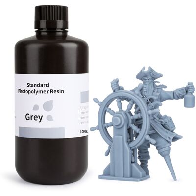 Elegoo kunsthars voor 3D-printers, 1000 g, grijs, standaard, 405 nm snelle UV-uithardende hars voor LCD 3D-printers Elegoo kunsthars voor 3D-printers, 1000 g, grijs, standaard, 405 nm snelle UV-uithardende hars voor LCD 3D-printers