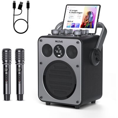 Mlove Rangers D5 Professionele karaoke-machine voor volwassenen met Bluetooth en 2 draadloze microfoons, draagbaar PA-systeem luidspreker, opnamefunctie, ruisonderdrukking, gitaarversterker, geschikt voor feestjes thuis en buitenevenementen, 200 W - Zwart Mlove Rangers D5 Professionele karaoke-machine voor volwassenen met Bluetooth en 2 draadloze microfoons, draagbaar PA-systeem luidspreker, opnamefunctie, ruisonderdrukking, gitaarversterker, geschikt voor feestjes thuis en buitenevenementen, 200 W - Zwart