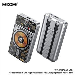 WEKOME Pioneer 10.000 mAh magnetische 3-in-1 mobiele powerbank WP-38, geschikt voor Apple-, Huawei-, Samsung- en Xiaomi-smartphones WEKOME Pioneer 10.000 mAh magnetische 3-in-1 mobiele powerbank WP-38, geschikt voor Apple-, Huawei-, Samsung- en Xiaomi-smartphones
