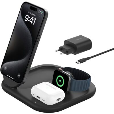Belkin QI2 3-in-1 magnetische draadloze oplaadstandaard, zwart Belkin QI2 3-in-1 magnetische draadloze oplaadstandaard, zwart