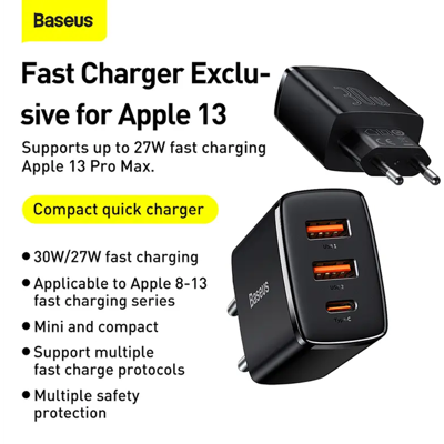 Baseus Compact Snellader - Zwart Baseus Compact Snellader - Zwart
