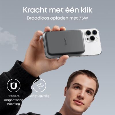 Anker 621 magnetic battery (MagGo) compacte powerbank met magnetische draadloze oplaadfunctie, 5000 mAh, 7,5 W, USB-C-poorten, PSE-technische standaarden, speciaal voor iPhone 14/13/12-serie (wit) Anker 621 magnetic battery (MagGo) compacte powerbank met magnetische draadloze oplaadfunctie, 5000 mAh, 7,5 W, USB-C-poorten, PSE-technische standaarden, speciaal voor iPhone 14/13/12-serie (wit)