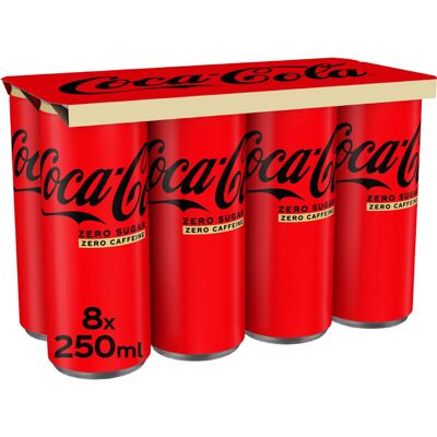 Coca-Cola Zero Sugar Zero Caffeine Frisdrank - 8 x 250 ml Coca-Cola Zero Sugar Zero Caffeine Frisdrank - 8 x 250 ml