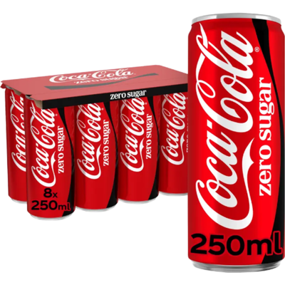 Coca-Cola Zero Sugar Frisdrank - 8 x 250 ml Coca-Cola Zero Sugar Frisdrank - 8 x 250 ml