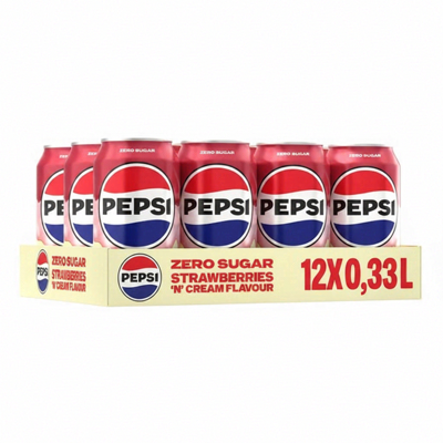 PEPSI Zero Aardbei & Room Soda 12x330 ml PEPSI Zero Aardbei & Room Soda 12x330 ml