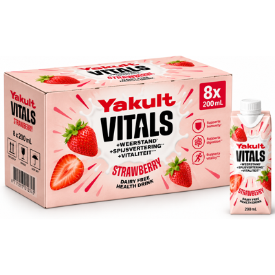 Yakult Vitals Aardbeiensmaak 200 ml × 8 Yakult Vitals Aardbeiensmaak 200 ml × 8