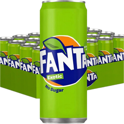 FANTA EXotic Suikervrij 24 x 330 ml, slanke blikjes FANTA EXotic Suikervrij 24 x 330 ml, slanke blikjes