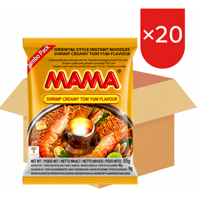 MAMA instantnoedels met romige tom yum-garnalensmaak jumbopak 20 x 90 g doos geïmporteerd uit Thailand MAMA instantnoedels met romige tom yum-garnalensmaak jumbopak 20 x 90 g doos geïmporteerd uit Thailand