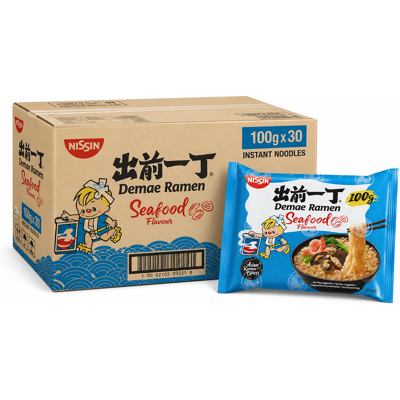 NISSIN Instant Demae Ramen Noodle Zeevruchten, 30x100g NISSIN Instant Demae Ramen Noodle Zeevruchten, 30x100g