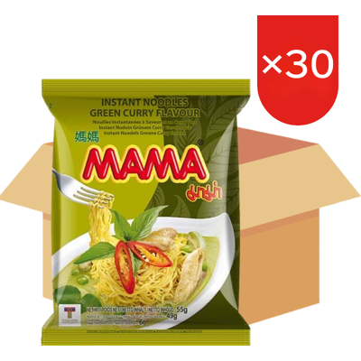 MAMA Instant Noedels Groene Curry Smaak 30 x 55 g, Doos MAMA Instant Noedels Groene Curry Smaak 30 x 55 g, Doos