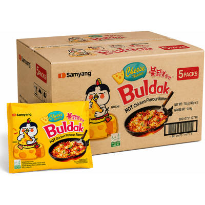 Samyang Pittige Kip Kaassmaak Ramen - 140 g x 40 Pakken per Doos Samyang Pittige Kip Kaassmaak Ramen - 140 g x 40 Pakken per Doos