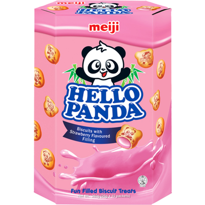 Meiji Hello Panda Koekjes met aardbeivulling XL 260 g Meiji Hello Panda Koekjes met aardbeivulling XL 260 g