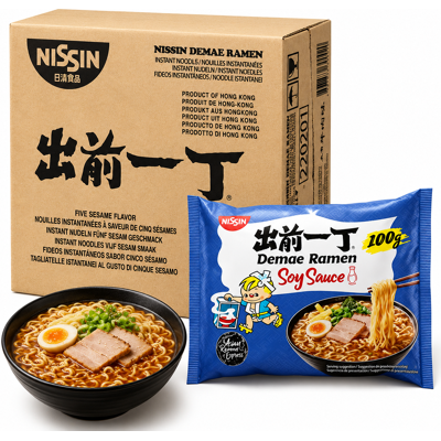 NISSIN instant Demae noedels zak Tokio soja 30 x 100g 1 doos NISSIN instant Demae noedels zak Tokio soja 30 x 100g 1 doos