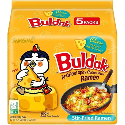 Samyang Buldak hete kip ramen kaas (verpakking van 5) Samyang Buldak hete kip ramen kaas (verpakking van 5)