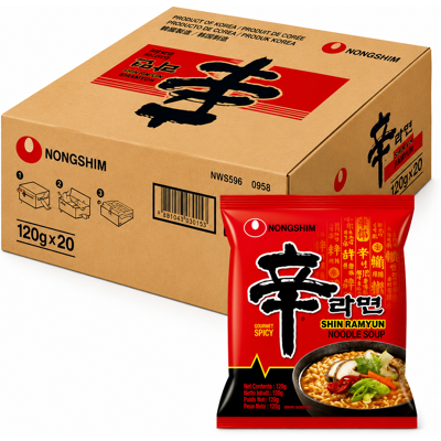 Nongshim Shin Ramyun 20x120g - Pittige Koreaanse instant noedels Nongshim Shin Ramyun 20x120g - Pittige Koreaanse instant noedels
