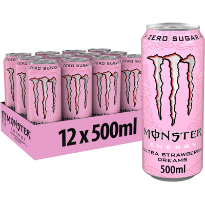 MONSTER ENERGY Ultra Strawberry Dreams energiedrank - 12 x 500 ml MONSTER ENERGY Ultra Strawberry Dreams energiedrank - 12 x 500 ml