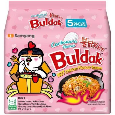 Samyang Buldak Pittige Kip Carbonara Ramen 130 g × 5 Samyang Buldak Pittige Kip Carbonara Ramen 130 g × 5