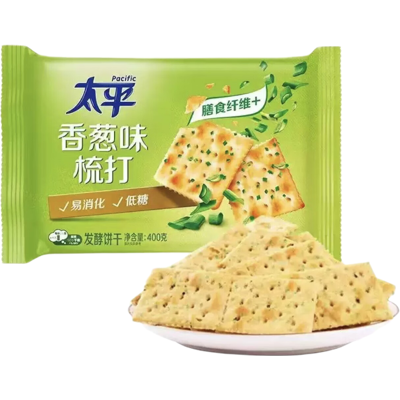 Pacific Soda Cracker met zilveruitensmaak, gezinsverpakking 400 g Pacific Soda Cracker met zilveruitensmaak, gezinsverpakking 400 g