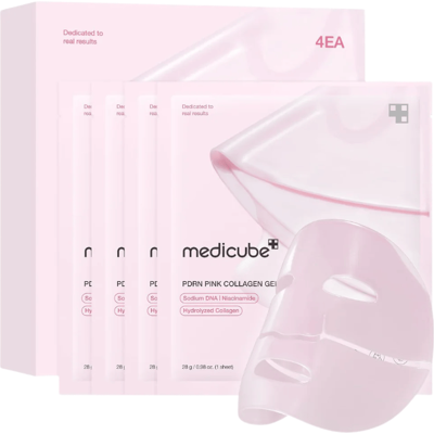 Medicube Roze Collageen Gezichtsmasker - Verpakking met 4 Vellen voor Alle Huidtypen Medicube Roze Collageen Gezichtsmasker - Verpakking met 4 Vellen voor Alle Huidtypen
