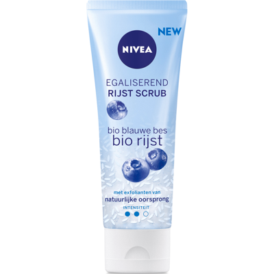 NIVEA Egaliserende Bio Rijst Face Scrub Gezicht - Gezichtsscrub - Gezichtsreiniger - Normale huid - Gezichtsreiniging - Verzachtende werking - Bio blauwe bes - 75 ml NIVEA Egaliserende Bio Rijst Face Scrub Gezicht - Gezichtsscrub - Gezichtsreiniger - Normale huid - Gezichtsreiniging - Verzachtende werking - Bio blauwe bes - 75 ml