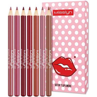 MISSLYN Matte lipliner set, 7 stuks, met ingebouwde puntenslijper, langhoudende rijke lipkleuren, soepele applicatie, natuurlijke hoog gepigmenteerde soft pencils, ultradun, cadeau voor Vrouwendag MISSLYN Matte lipliner set, 7 stuks, met ingebouwde puntenslijper, langhoudende rijke lipkleuren, soepele applicatie, natuurlijke hoog gepigmenteerde soft pencils, ultradun, cadeau voor Vrouwendag