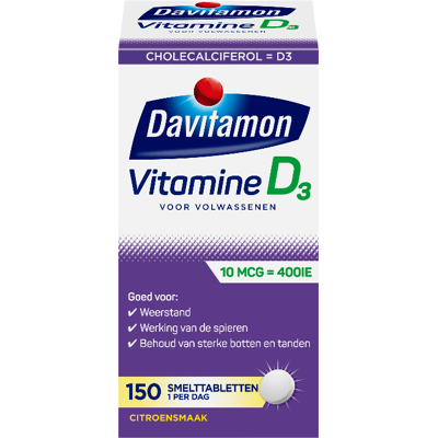 Davitamon Vitamine D Volwassen Smelttabletten - Vitamine D Supplement Davitamon Vitamine D Volwassen Smelttabletten - Vitamine D Supplement