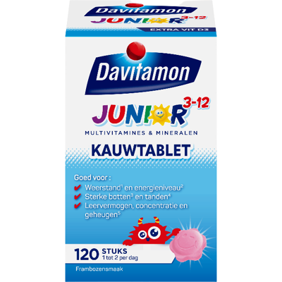 Davitamon Junior 3-12 Kauwvitamines Framboos Davitamon Junior 3-12 Kauwvitamines Framboos