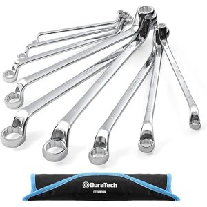 DURATECH 9-delig offset dubbele ringmoerset 6-23 mm, metrische boxend wrenchset met opbergzak, 75° offset, 12-punts, chroom-vanadiumstaal DURATECH 9-delig offset dubbele ringmoerset 6-23 mm, metrische boxend wrenchset met opbergzak, 75° offset, 12-punts, chroom-vanadiumstaal