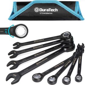 DURATECH Ratel-combinatiesleutelset, 144-P, dubbel gestapelde ratels, 8-delig, metrisch, 8, 10, 11, 12, 13, 14, 15, 17 mm, CR-V staal, zwart verchroomd, met opbergzakje DURATECH Ratel-combinatiesleutelset, 144-P, dubbel gestapelde ratels, 8-delig, metrisch, 8, 10, 11, 12, 13, 14, 15, 17 mm, CR-V staal, zwart verchroomd, met opbergzakje
