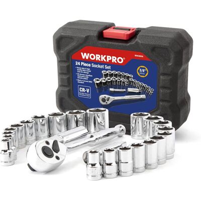 WORKPRO - Set van 24 socket- en ratel-sleutels - Inclusief koffer WORKPRO - Set van 24 socket- en ratel-sleutels - Inclusief koffer