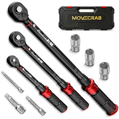 MoveCrab Mechanische momentsleutelset 9 delig 5-220 N.m voor fiets, motor, auto en industriële reparatie gereedschapsset MoveCrab Mechanische momentsleutelset 9 delig 5-220 N.m voor fiets, motor, auto en industriële reparatie gereedschapsset