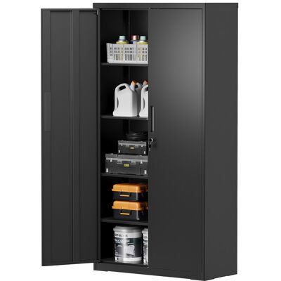 Ochama 5-Laags Archiefkast, Multifunctionele Kast, Stalen Opbergkast, Dubbele Deuren, Zwart Ochama 5-Laags Archiefkast, Multifunctionele Kast, Stalen Opbergkast, Dubbele Deuren, Zwart