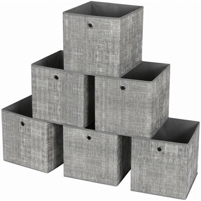 Ochama Opvouwbare Opbergdozen, Set van 6 Stoffen Boxen, 30 x 30 x 30 cm, Passend voor Kubus Opbergkast, voor Planken en Kledingopslag, Grijs Ochama Opvouwbare Opbergdozen, Set van 6 Stoffen Boxen, 30 x 30 x 30 cm, Passend voor Kubus Opbergkast, voor Planken en Kledingopslag, Grijs