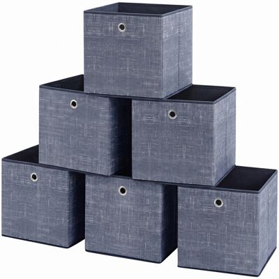 Ochama Opvouwbare Stoffen Opbergdozen met Handgrepen, Set van 6, voor Planken en Kleding, Blauw Ochama Opvouwbare Stoffen Opbergdozen met Handgrepen, Set van 6, voor Planken en Kleding, Blauw