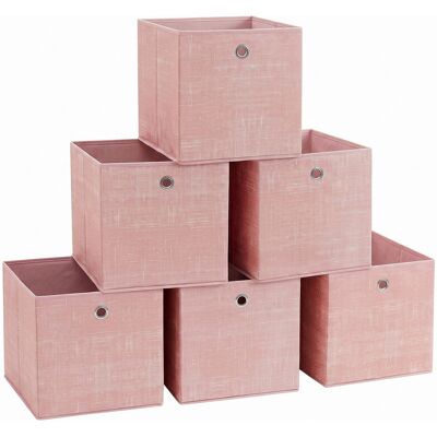 Ochama Opvouwbare Stoffen Opbergdozen met Handgrepen, Set van 6, voor Planken, Kleding, Roze Ochama Opvouwbare Stoffen Opbergdozen met Handgrepen, Set van 6, voor Planken, Kleding, Roze