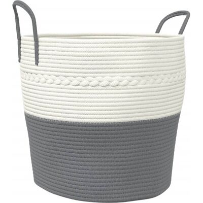 vidaXL Katoenen opbergmand - Grijs en wit, 43 x 38 cm vidaXL Katoenen opbergmand - Grijs en wit, 43 x 38 cm
