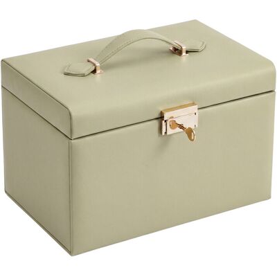 Ochama 3-Laags Sieraden Opbergdoos met Slot, Organizer met Handvat en 2 Lades, Geschenk voor Vrouwen, voor Reizen, Groen Ochama 3-Laags Sieraden Opbergdoos met Slot, Organizer met Handvat en 2 Lades, Geschenk voor Vrouwen, voor Reizen, Groen