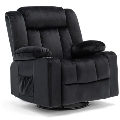 COMHOMA handbediende draaibare relaxstoel voor volwassenen met verstelbare rugleuning en voetensteun, 361° loungestoel voor de woonkamer, bekerhouder, opbergvakken, zachte stof, ergonomisch, zwart COMHOMA handbediende draaibare relaxstoel voor volwassenen met verstelbare rugleuning en voetensteun, 361° loungestoel voor de woonkamer, bekerhouder, opbergvakken, zachte stof, ergonomisch, zwart